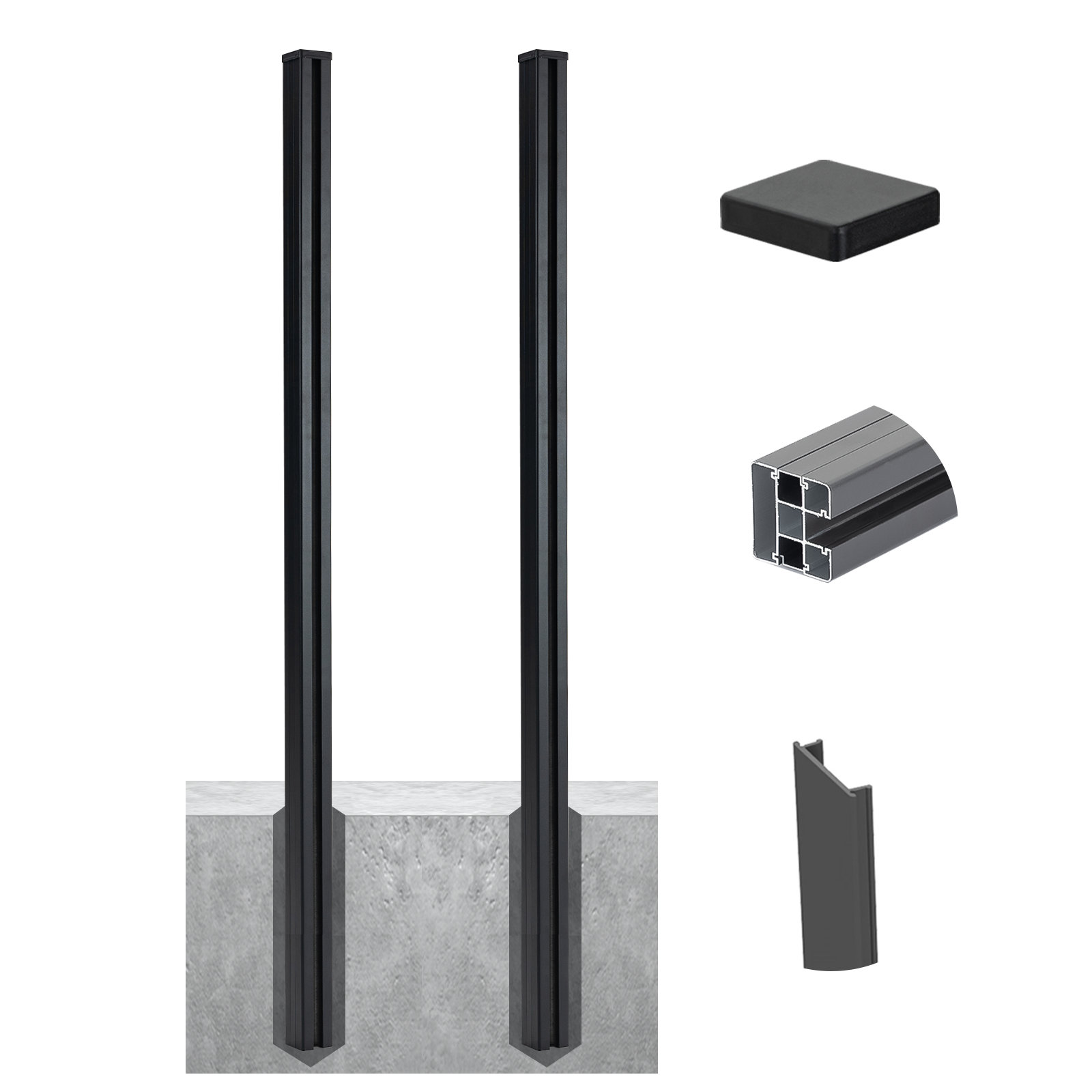 mondaria 8ft H Aluminum In-Ground Fence Post - Set Of 2 (In-ground 2ft ...