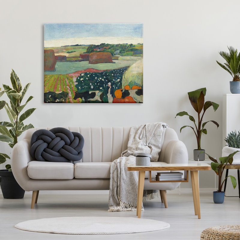 "Haystacks In Brittany Gauguin", art mural classique par Paul Gauguin, H 36 po x l 48 po x P 1,5 po, Toile tendue