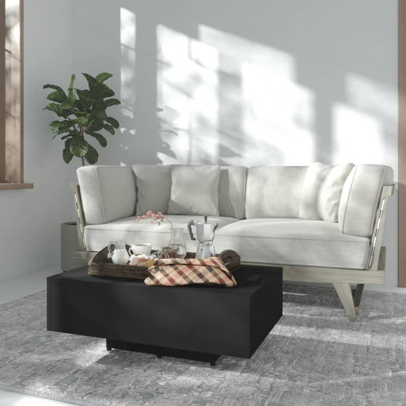 Coffee Table Engineered Wood Accent Side Sofa End Table Multi Colours, 33.5" x 21.6" x 12.2", Black