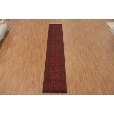 Tribal Red Oriental Afghan Runner Rug 3x16
