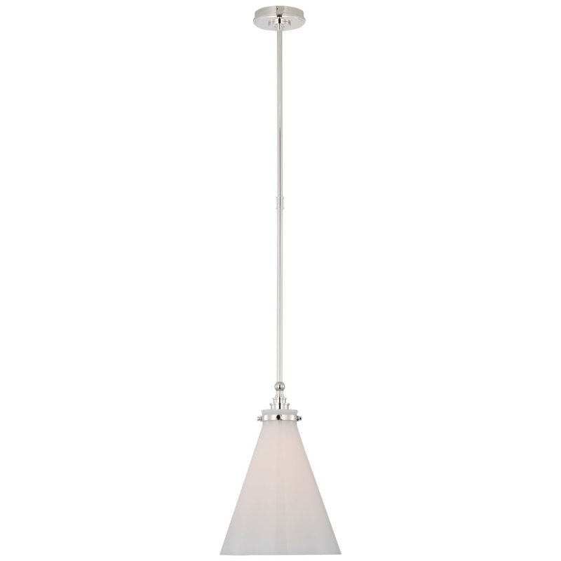 Parkington 1 - Light Pendant, Polished Nickel, White Glass, 15.5" H x 11" W x 11" D