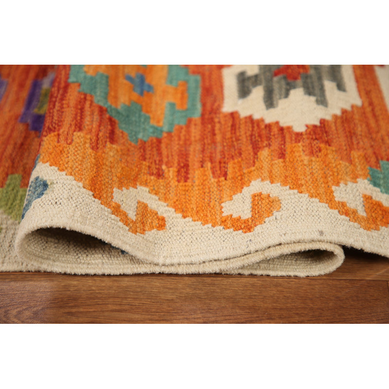 Tapis kilim réversible en laine 8 x 12