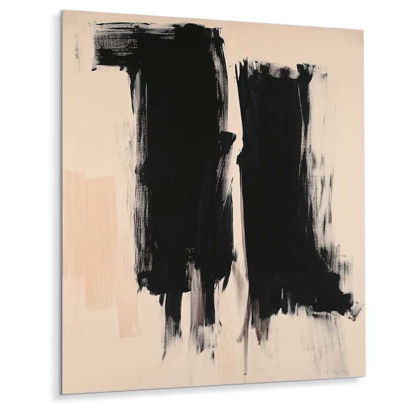 Coups de pinceau noirs audacieux - Décoration murale minimaliste abstraite en métal, H 32 po x l 16 po