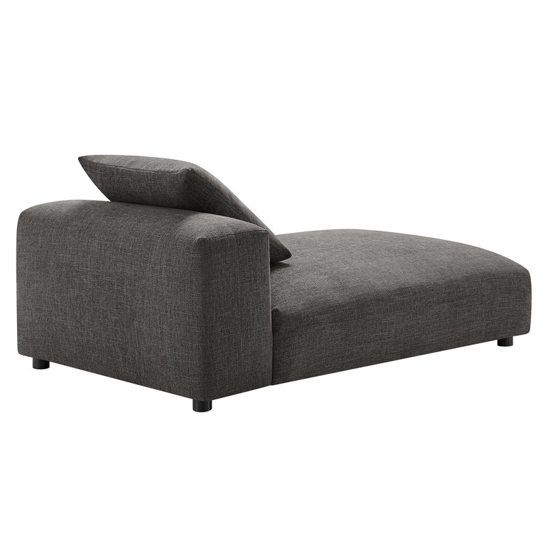 Chaise longue modulaire rembourrée en tissu Solace, Gris anthracite