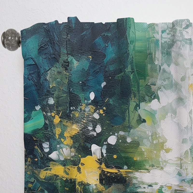 Khadicha - Encre liquide jaune-vert - Rideau de velours moderne - obscurcissant - 1 panneau, L 52 po x L 84 po