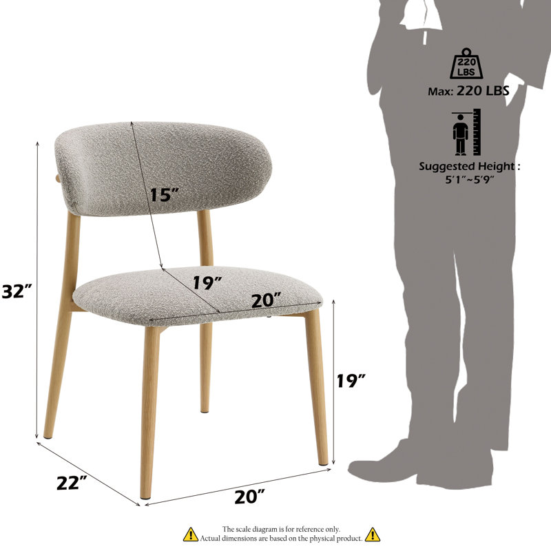 Ensemble de 2 chaises d'appoint Kacey Boucle, Gris, Naturel