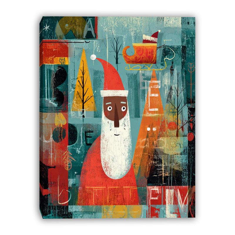 «Santa Collage Holiday Cheer», art mural sur toile tendue, 30" x 40"