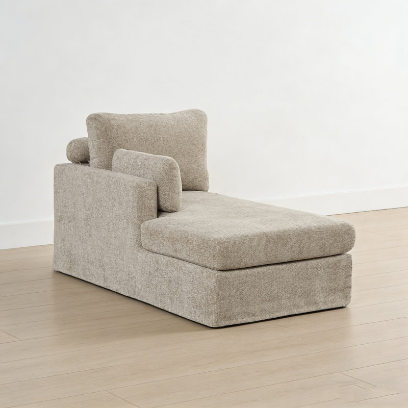 Chaise longue rembourrée L 60 po, Orienté à gauche (vu de face), Taupe