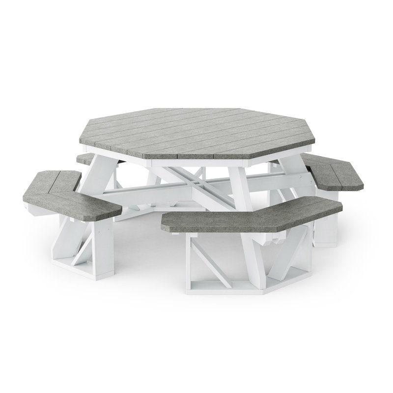 Heritage Octagon Picnic Table, Dark Gray/White
