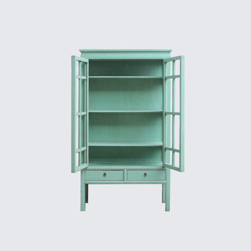 Modern minimalist style glass door bookcase, Green