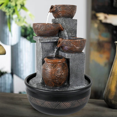Aki Weather Resistant Cascade Fountain with Light