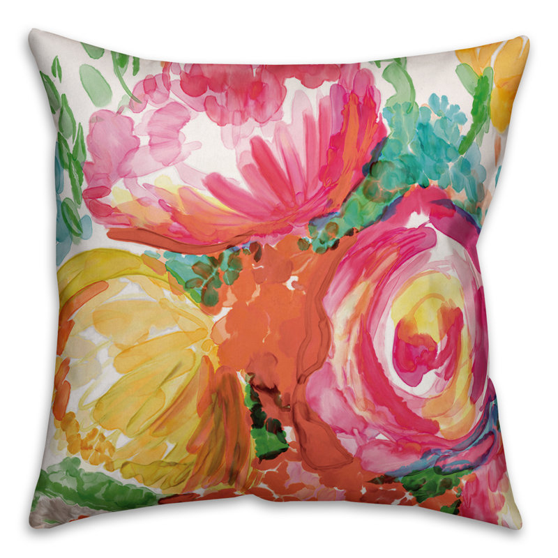 Collision Floral Reversible Throw Pillow