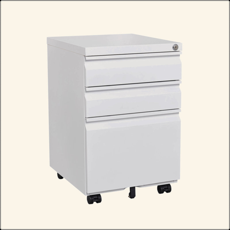 [Installation Required] 3-Drawer Mobile Filing Cabinet With Lock, Legal/Letter Sized Office Storage Filing Cabinet, Metal Filing Cabinet ,Suitable For Offices And Study Rooms