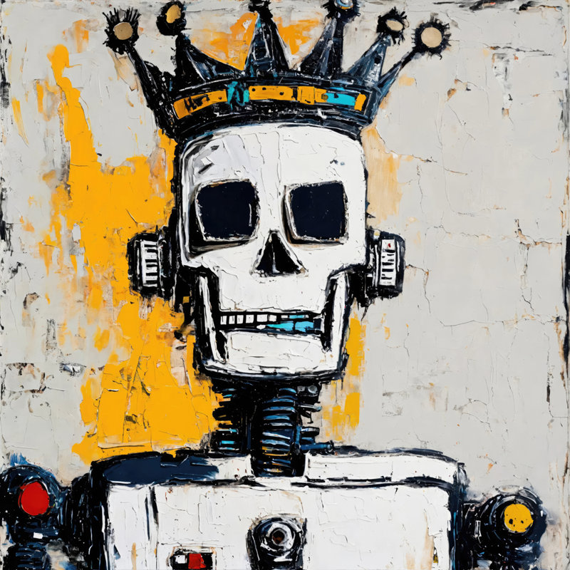 Robot 11-Hommage-Basquiat, estampe numérique sur toile tendue avec châssis, H 24 po x l 24 po