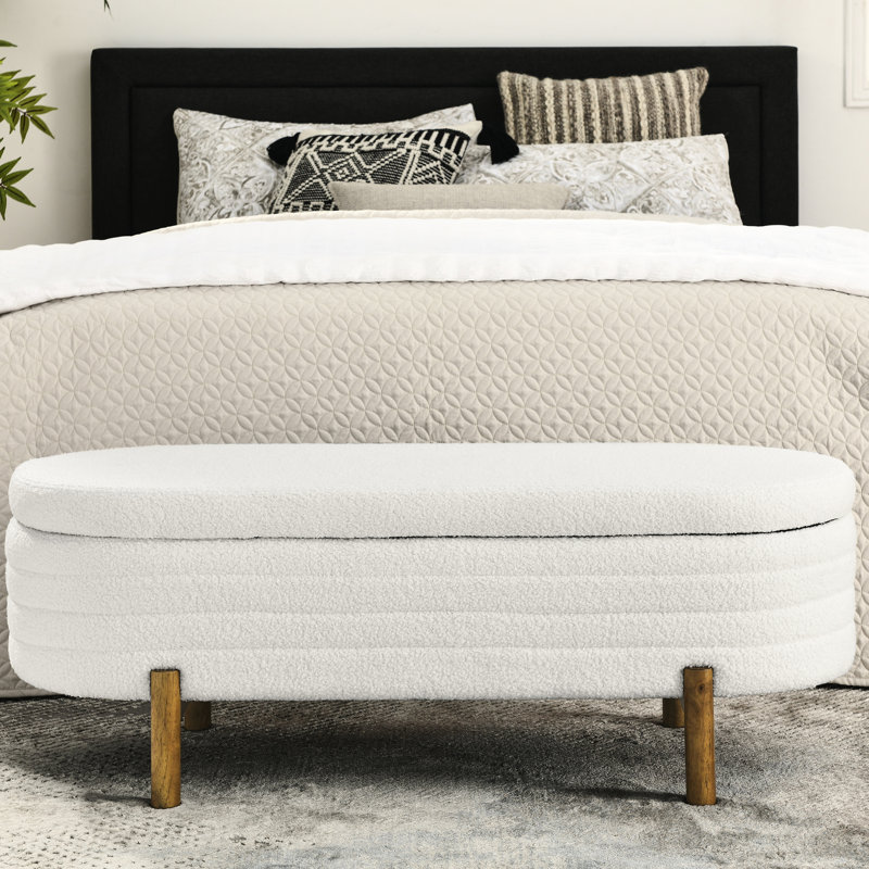 Banc de rangement moderne ovale rembourré