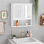 Armoire de salle de bain murale blanche, porte de miroir avec tablettes intérieures