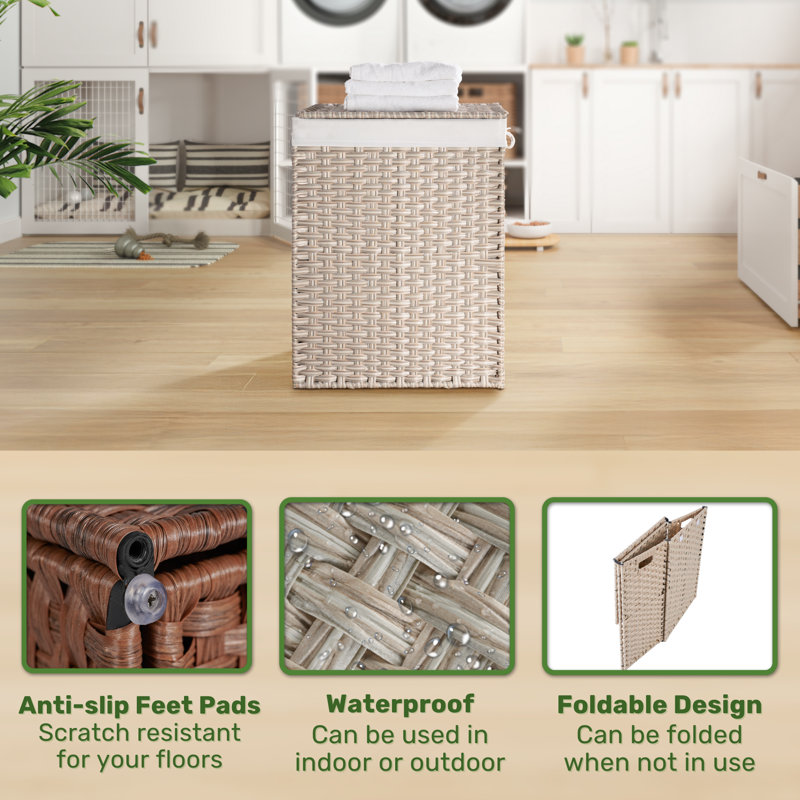 Laundry Hamper with Handles, Beige