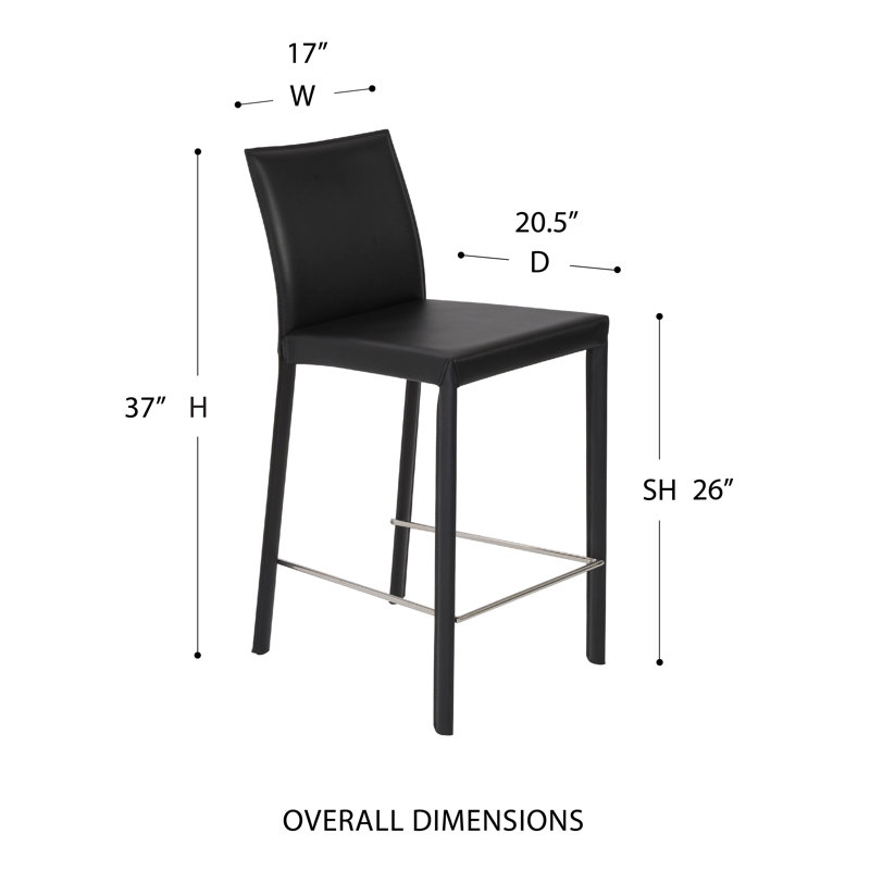 Gilson Upholstered Faux Leather Counter Stool, Black Faux Leather, Counter Stool (26" Seat Height)