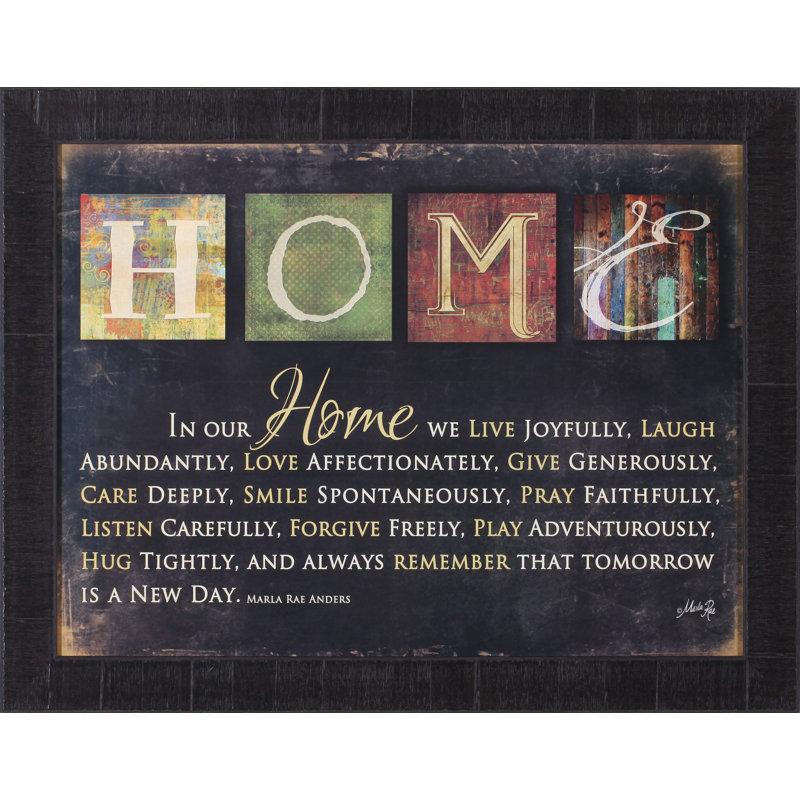 "in the home and love is" par marla rae, art textuel encadré