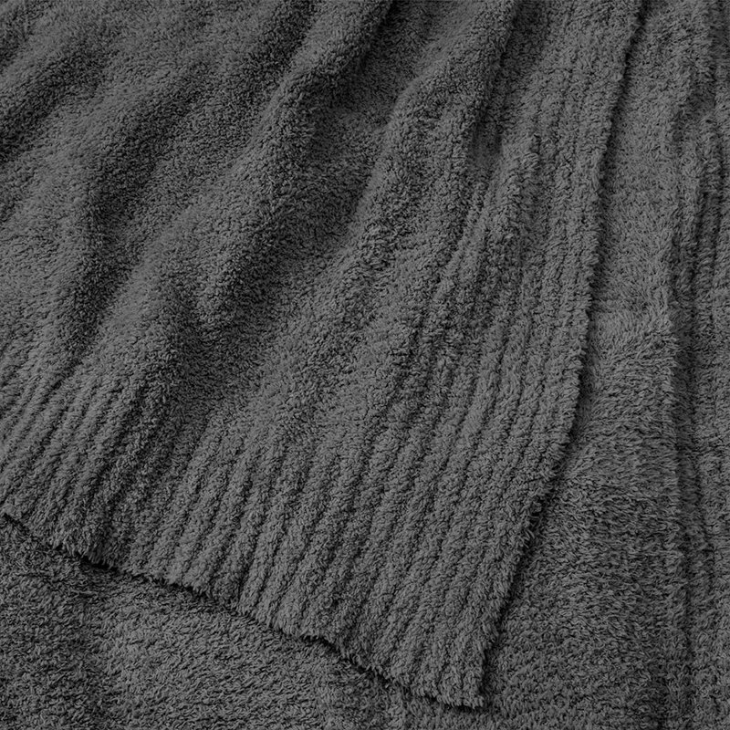 Jeté en peluche pour canapé-lit, 50 x 60, Jeté, Couleur unie, Gris