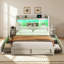 Structure de lit double avec 4 tiroirs de rangement Sherell, blanc-100845095-100845096