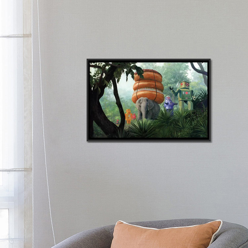 « on tiger mountain », art sur toile, Toile avec cadre noir, H 18 po x l 26 po x P 1,5 po, Pas de tapis