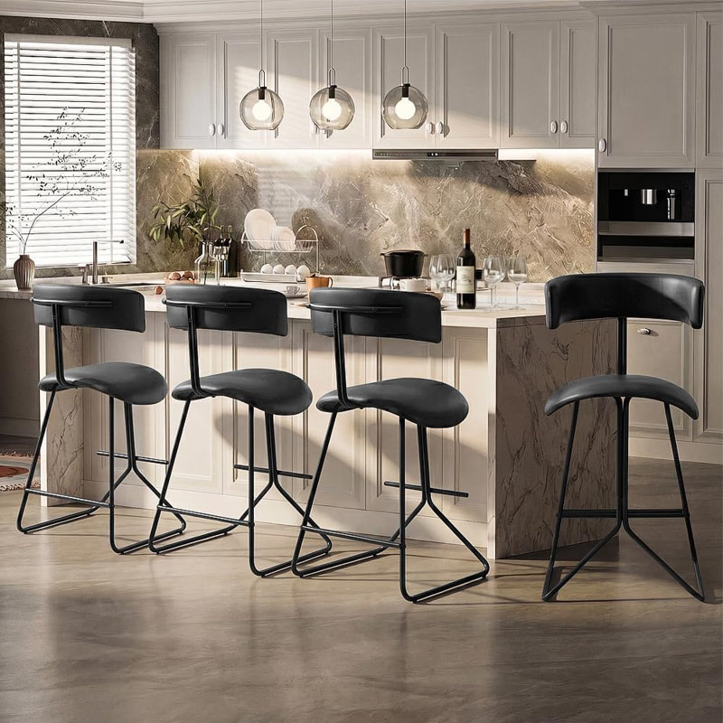 Tabourets de bar, tabourets à hauteur de comptoir avec dossier, tabourets hauts modernes en similicuir avec pieds en métal