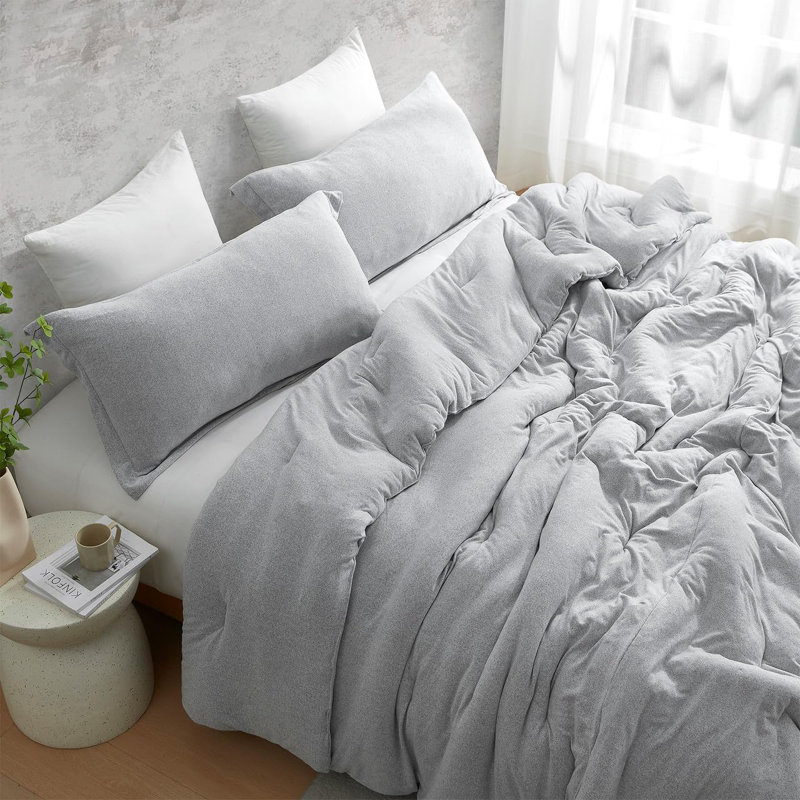 Ensemble d'édredon en polyester, Gris, Édredon pour très grand lit + 2 très grandes ta
