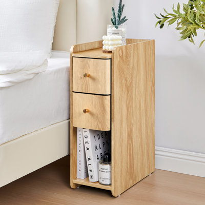 2-Drawer Narrow Nightstand, 23.6"End Table