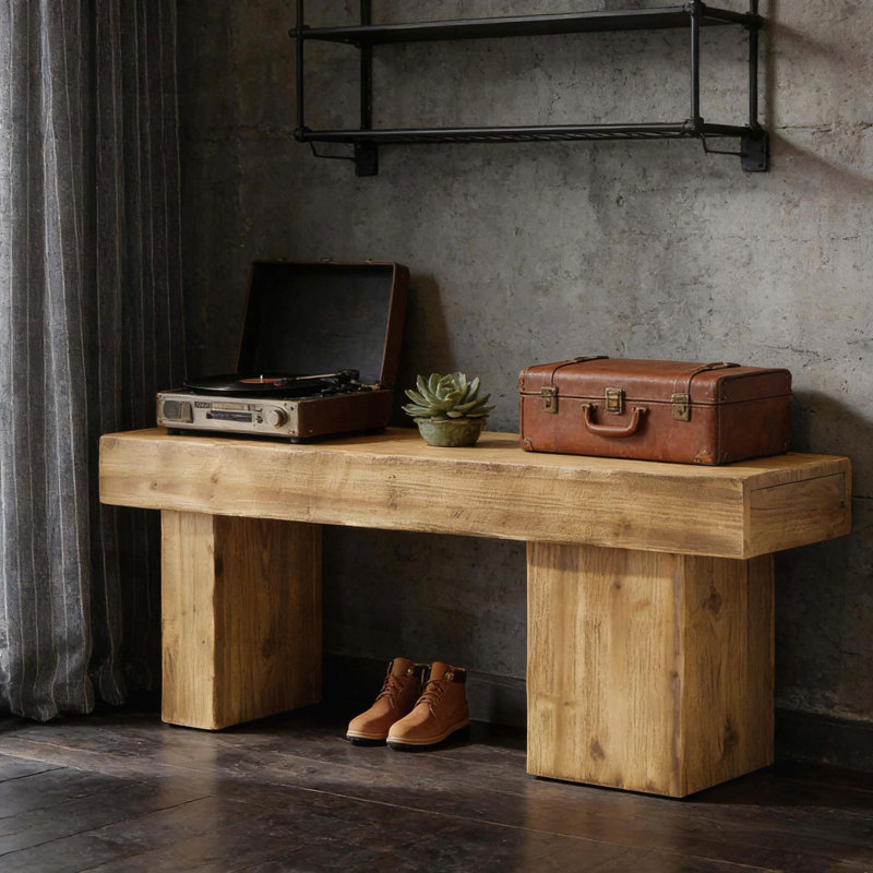 Versatile Wooden Bench for Entryway and Bedroom, Natural