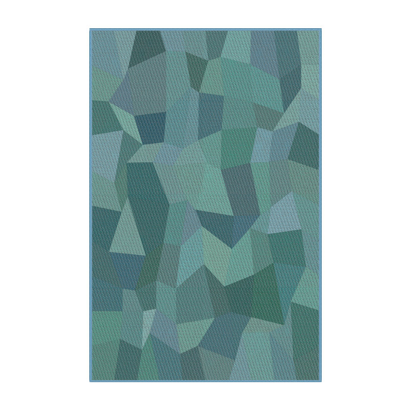 Tapis vert/gris à motif sea, Rectangle 5 pi x 7 pi