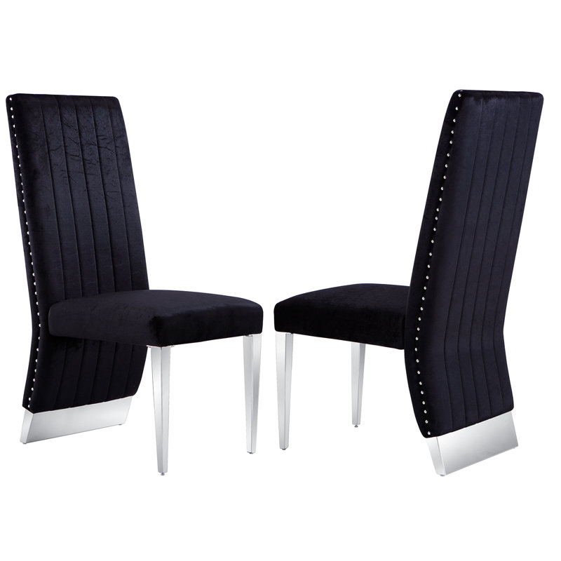 Parsons Chair Dining Chair, Black, Silver