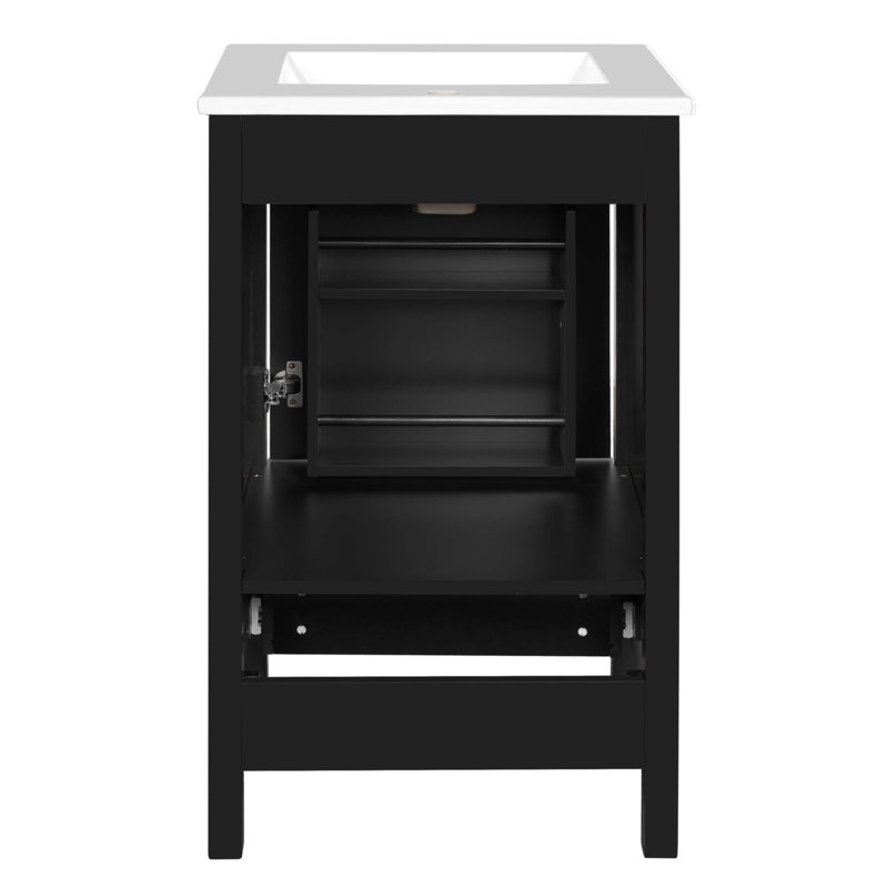 Meuble-lavabo moderne de 20 pouces avec lavabo en céramique