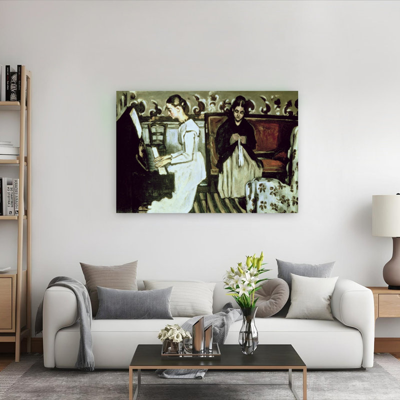 Jeune fille au piano, 1868-1869, estampe d'art mural abstraite contemporaine, H 40 po x l 60 po