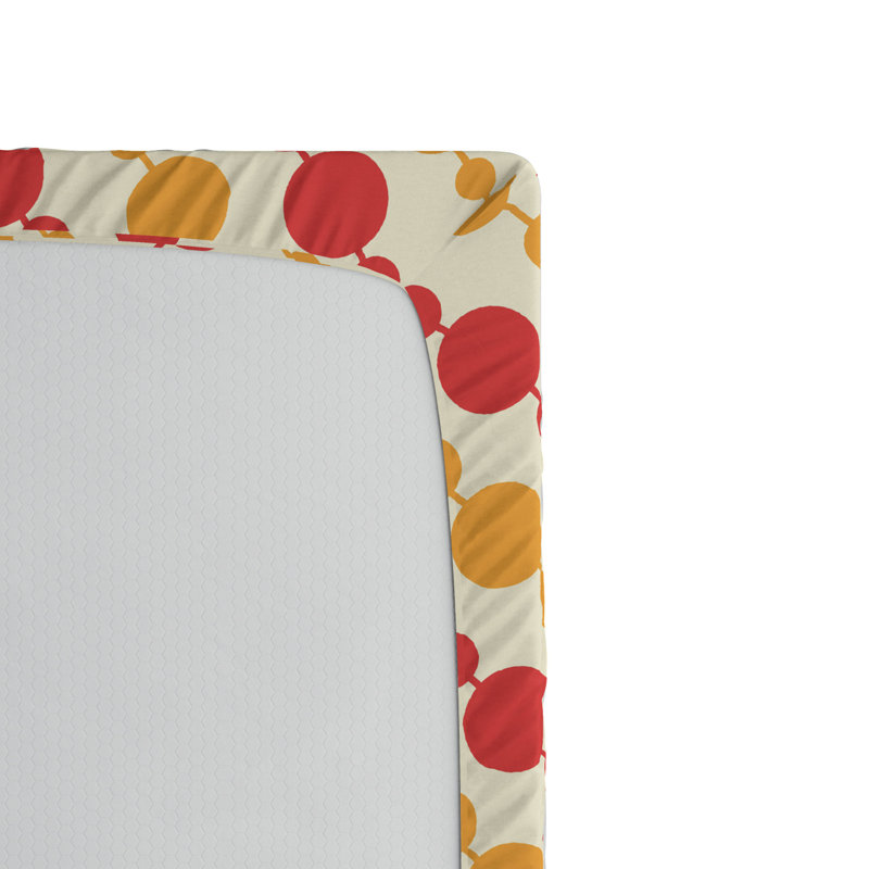 Microfiber Geometric Fitted Sheet, Twin XL Fitted Sheet, Red/Yellow Geometric 2