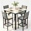 Ensemble 5 pièces de table de salle à manger carrée, mobilier de table de cuisine moderne de style Mid-Century pour la salle à manger, coin-repas, plateau compact avec panneau de particules, 4 chaises rembourrées en velours, structure en métal-1121444531