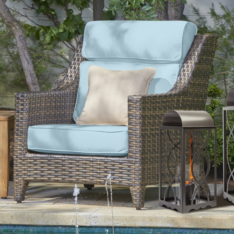 Outdoor Sunbrella® Seat/Back Cushion, Canvas Air Blue Sunbrella® Canvas