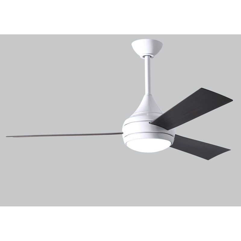 Donaire 52'' Ceiling Fan with LED Lights, Gloss White, Brushed Bronze