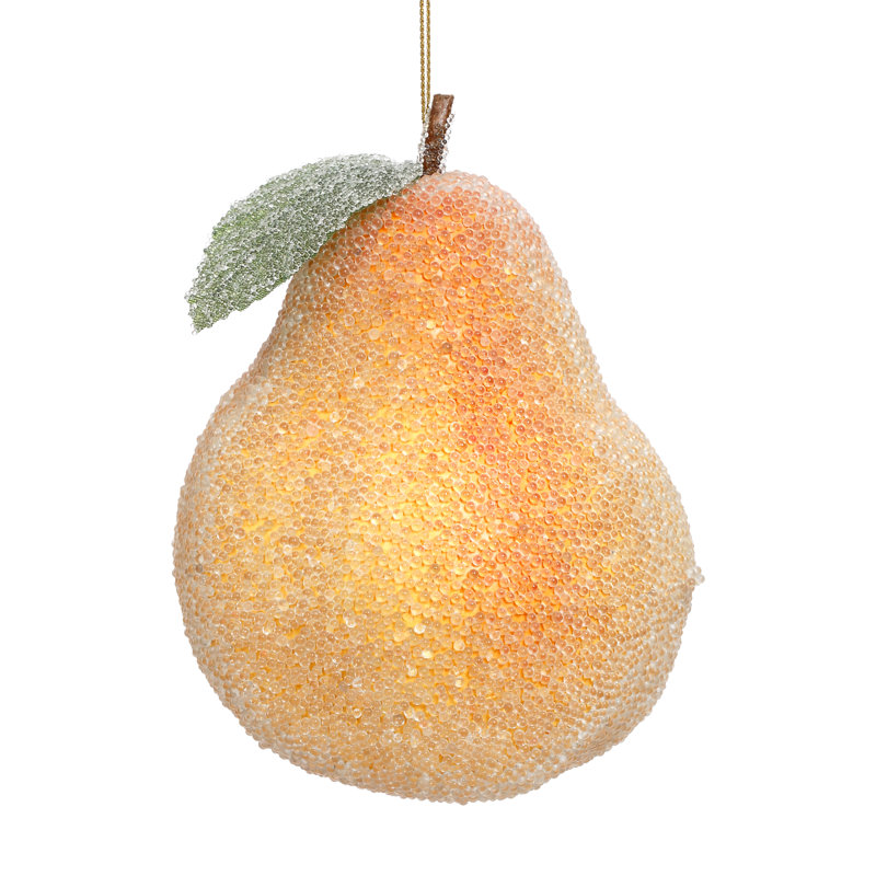 Frosted Pear Ornament, 4 Inches