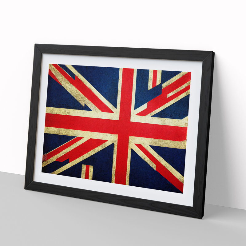 Abstract Union Jack Flag Vol.6 - Framed Print, Black, 46cm H x 64cm W x 2cm D