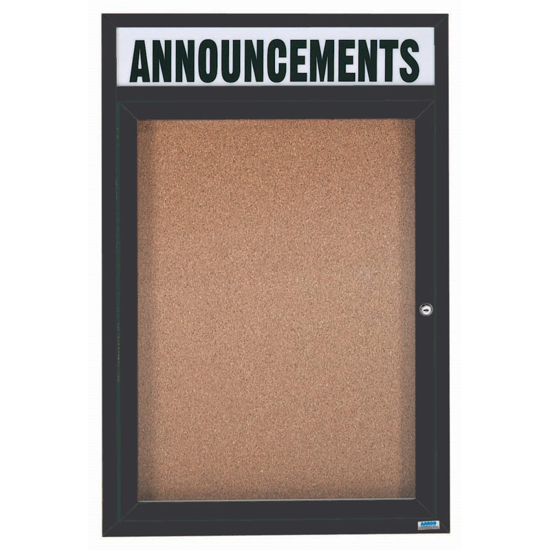 Tableau d'affichage mural illuminé et fermé, Bronze anodisé, Un, H 48 po x l 36 po