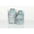 Metal Embossed Floral Decorative Blue Vase with Gold Handles Set