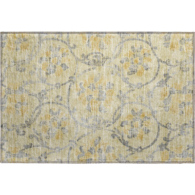 Premium Machine Washable Prisco Gold Rug