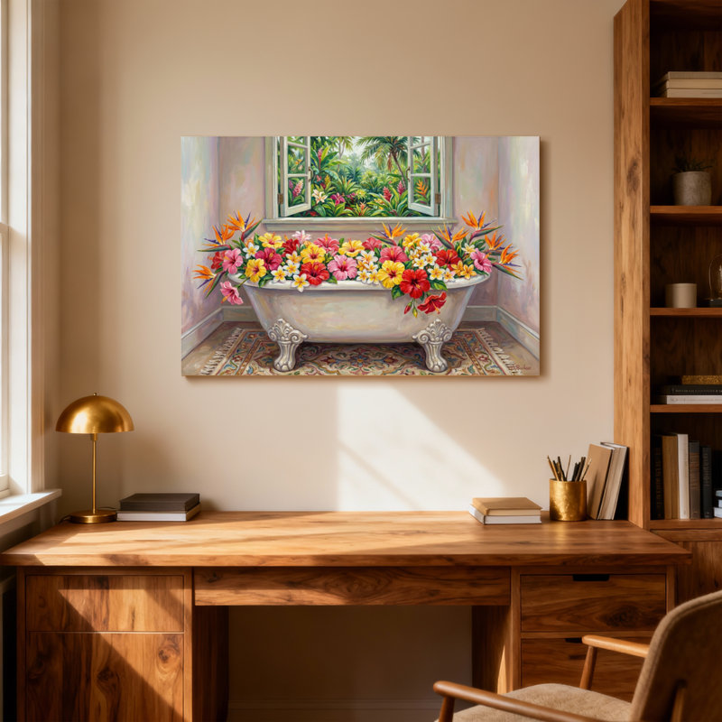 Scène de jardin avec plantes et fleurs