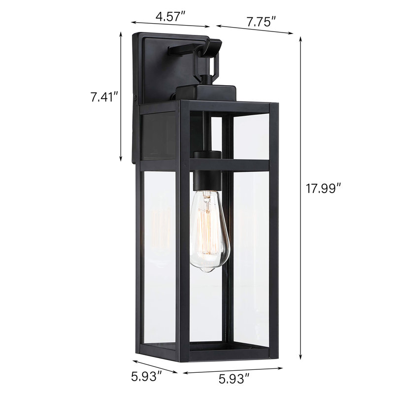 Lanterne murale d'extérieur noir mat Schlegel, H 17,99 po x l 5,93 po x P 5,93 po