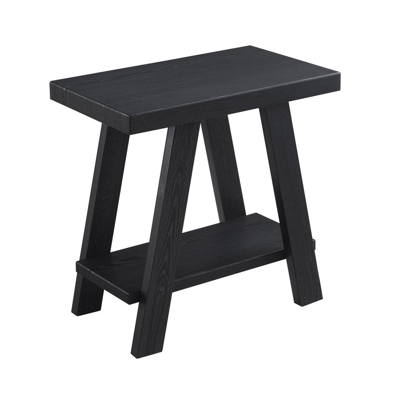 Athens Contemporary Wood Shelf Side Table In Weathered, Black