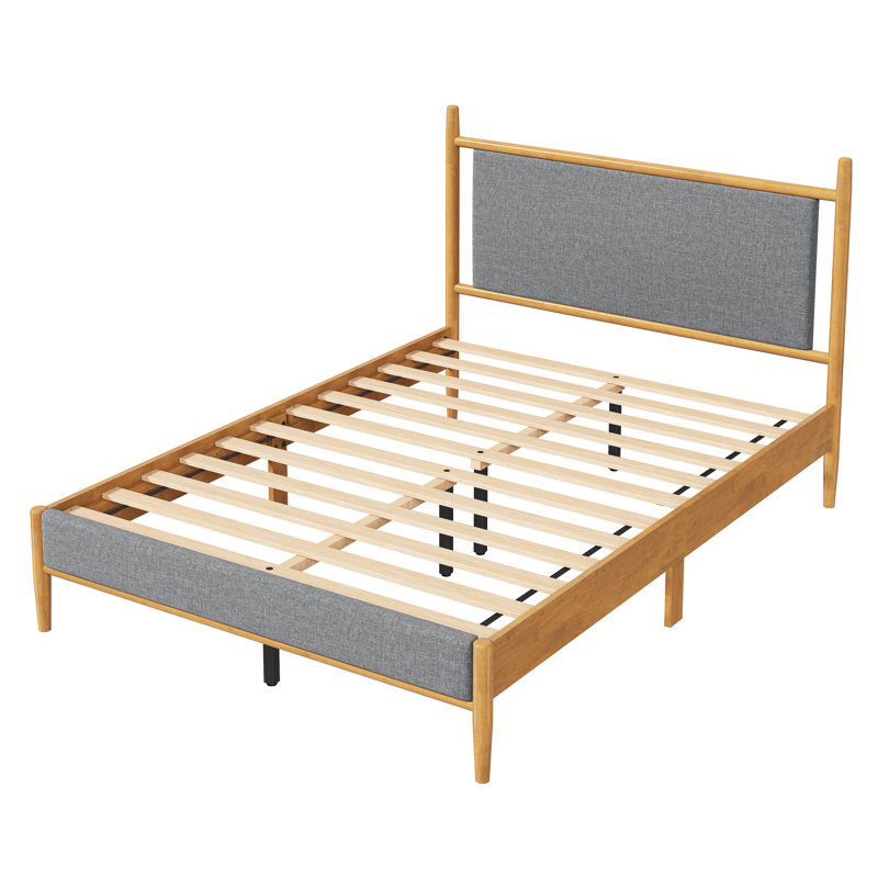 Mid-Century Upholstered Platform Bed, Full