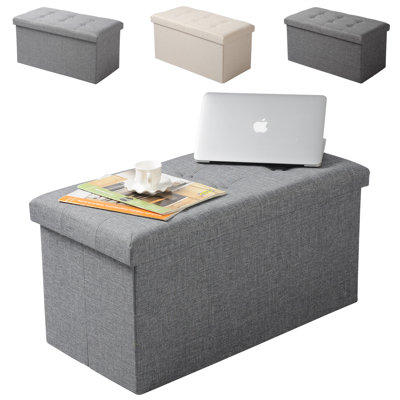 Danilee 76cm Wide Tufted Rectangle Solid Colour Ottoman with Storage