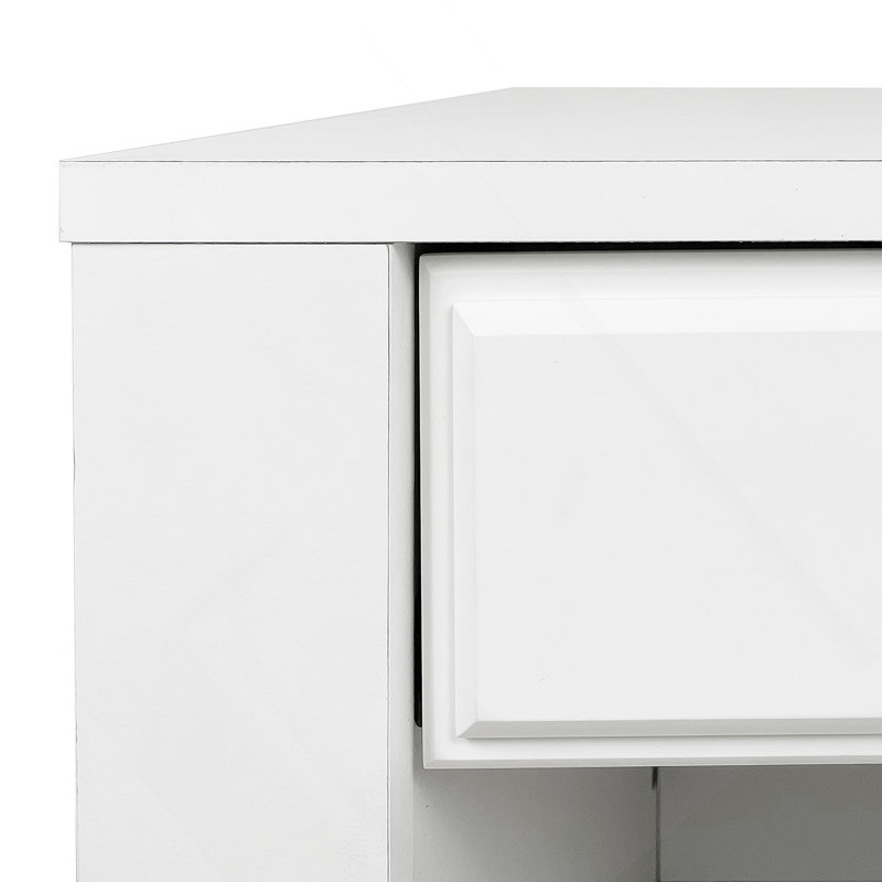 White Side table with Drawers and Shelves, White