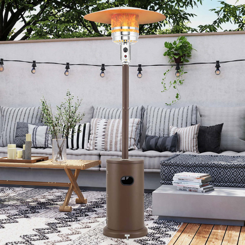 Chauffe-terrasse 50 000 BTU avec roulettes et brûleur en acier inoxydable, Brun